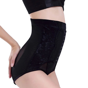 Cinta Calcinha Modeladora Aperta Barriga Alta Compressão Flores Preta